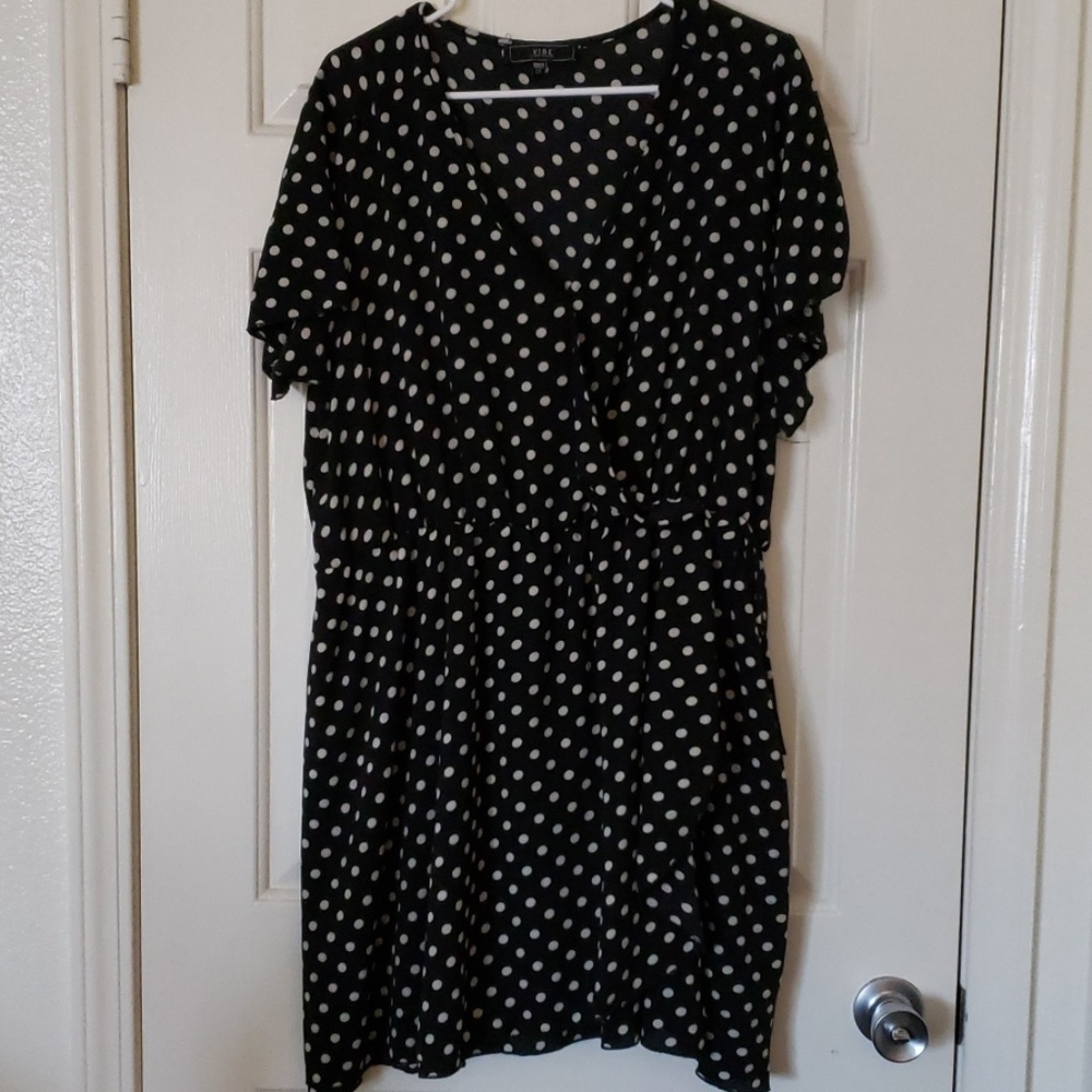 Polka Dot Faux Wrap Dress